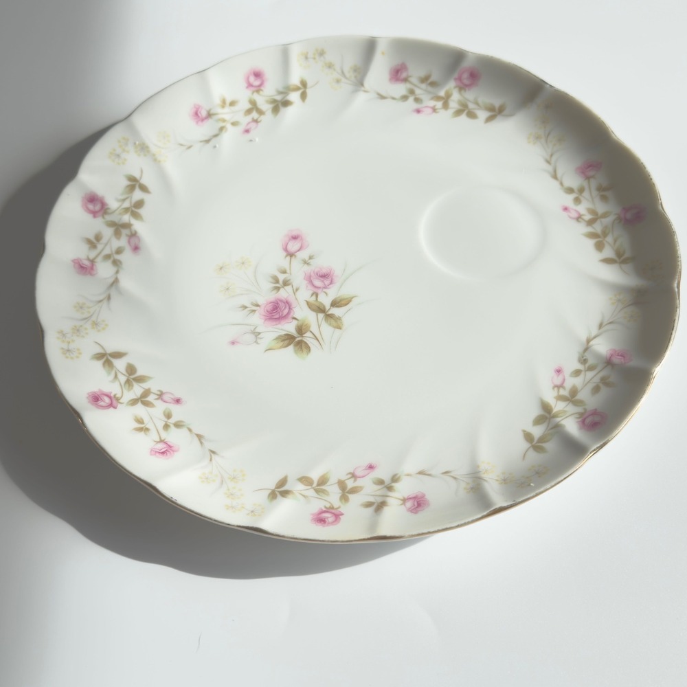 Laurel China Nora Pink Rose Snack Plate Porcelain Gold Trim Japan 9 Inch Vintage